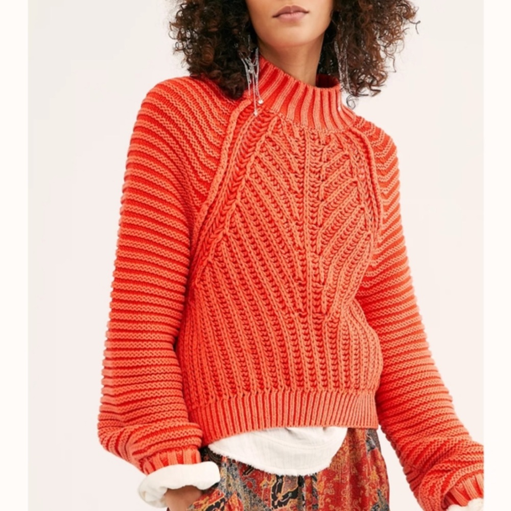 Free People Sweetheart Sweater in Coral